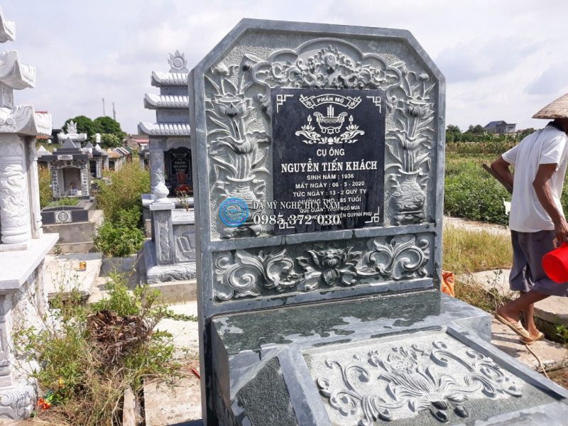 Lắp đặt mộ đá xanh rêu cao cấp tại Quỳnh Hoàng – Quỳnh Phụ – Thái Bình