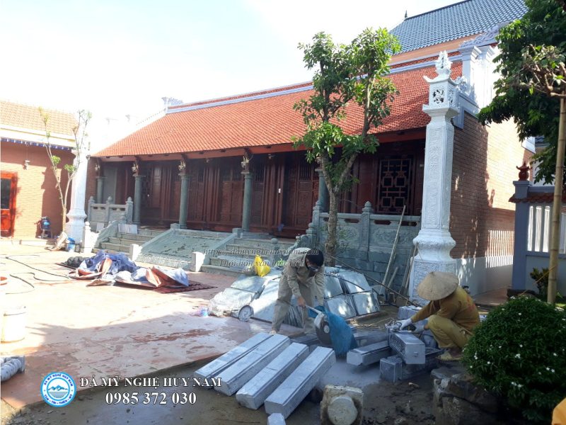 Công trình lắp đặt các hạng mục đá cho nhà thờ gia tiên đẹp của gia đình anh Lê Đức Thọ tại Thanh Hóa